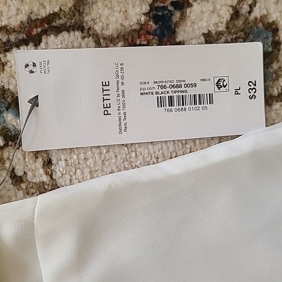 LIZ CLAIBORNE WOMENS PETITE WHITE & BLACK SLEEVELESS BUTTON BLOUSE PETITE LARGE - Picture 7 of 16